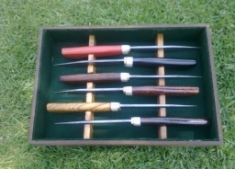 Wood handle steak knife set in box