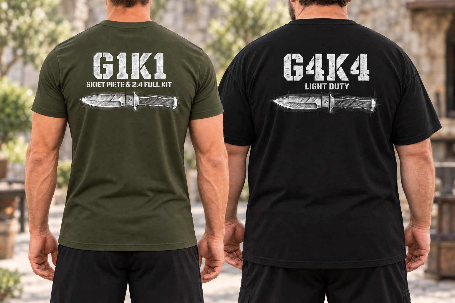 Rutherford Forge G1K1 and G4K4 T-shirt back designs